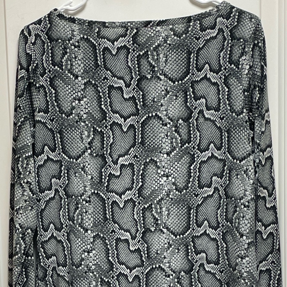 Michael Kors Sz Medium Black Gray Snake Skin Animal Print Long Sleeve Y2K Dress - Picture 4 of 8